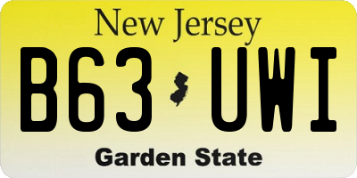 NJ license plate B63UWI