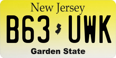 NJ license plate B63UWK