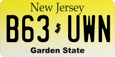 NJ license plate B63UWN