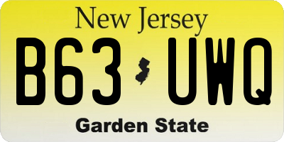 NJ license plate B63UWQ