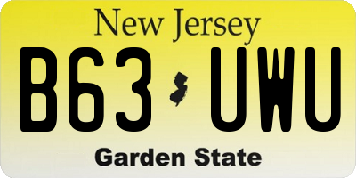 NJ license plate B63UWU