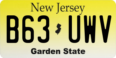 NJ license plate B63UWV