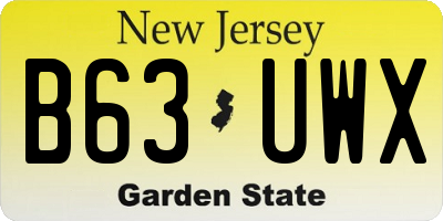 NJ license plate B63UWX