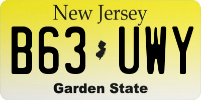 NJ license plate B63UWY
