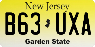 NJ license plate B63UXA