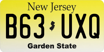 NJ license plate B63UXQ