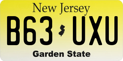 NJ license plate B63UXU