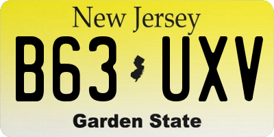 NJ license plate B63UXV