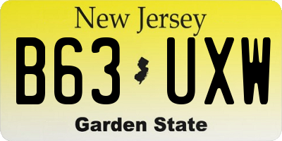NJ license plate B63UXW