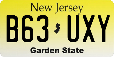 NJ license plate B63UXY