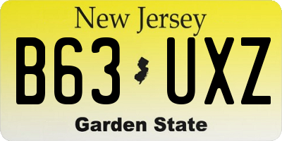 NJ license plate B63UXZ