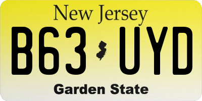 NJ license plate B63UYD