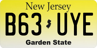 NJ license plate B63UYE