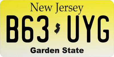 NJ license plate B63UYG