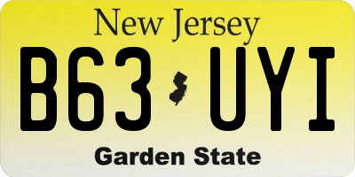 NJ license plate B63UYI