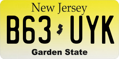 NJ license plate B63UYK
