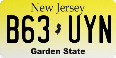 NJ license plate B63UYN