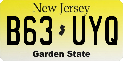 NJ license plate B63UYQ