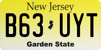 NJ license plate B63UYT