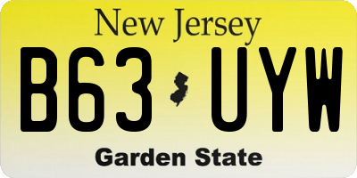 NJ license plate B63UYW