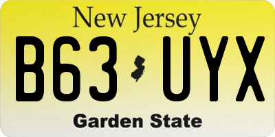 NJ license plate B63UYX