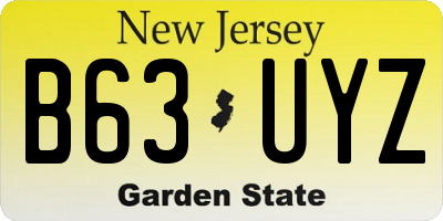 NJ license plate B63UYZ