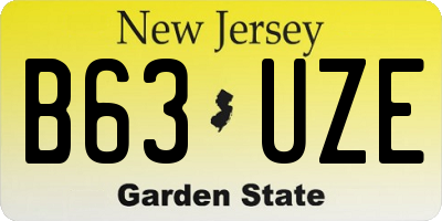 NJ license plate B63UZE
