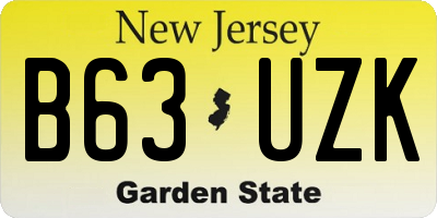 NJ license plate B63UZK