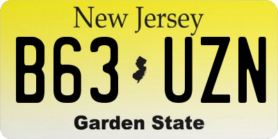 NJ license plate B63UZN