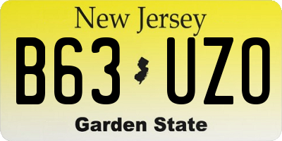 NJ license plate B63UZO
