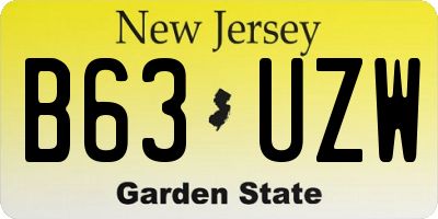 NJ license plate B63UZW