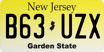 NJ license plate B63UZX