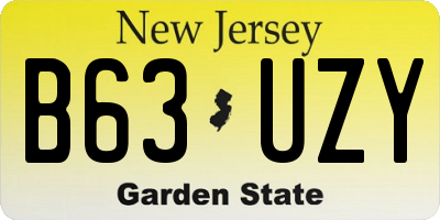 NJ license plate B63UZY