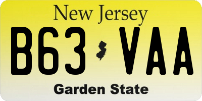 NJ license plate B63VAA