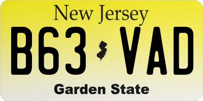 NJ license plate B63VAD