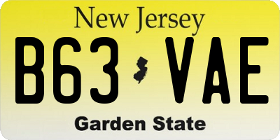 NJ license plate B63VAE