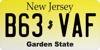 NJ license plate B63VAF