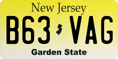 NJ license plate B63VAG
