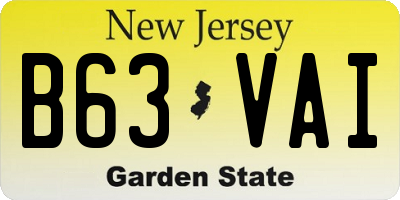 NJ license plate B63VAI