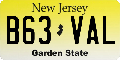 NJ license plate B63VAL