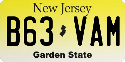 NJ license plate B63VAM