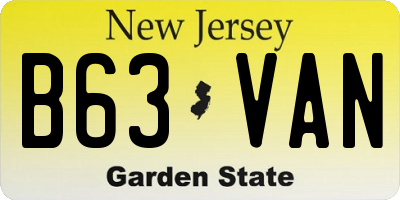NJ license plate B63VAN