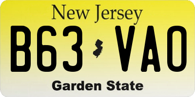 NJ license plate B63VAO
