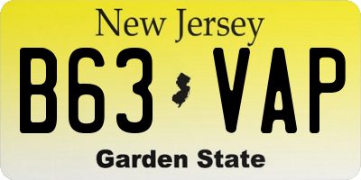 NJ license plate B63VAP