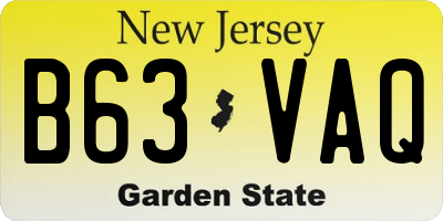 NJ license plate B63VAQ