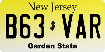 NJ license plate B63VAR