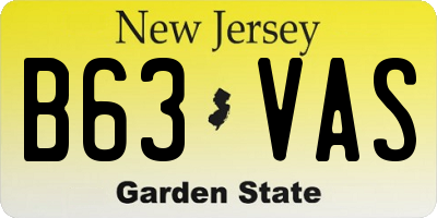 NJ license plate B63VAS