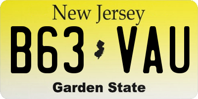 NJ license plate B63VAU
