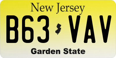 NJ license plate B63VAV