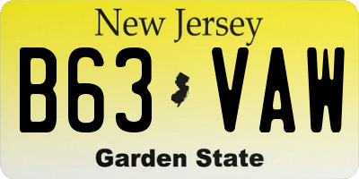 NJ license plate B63VAW